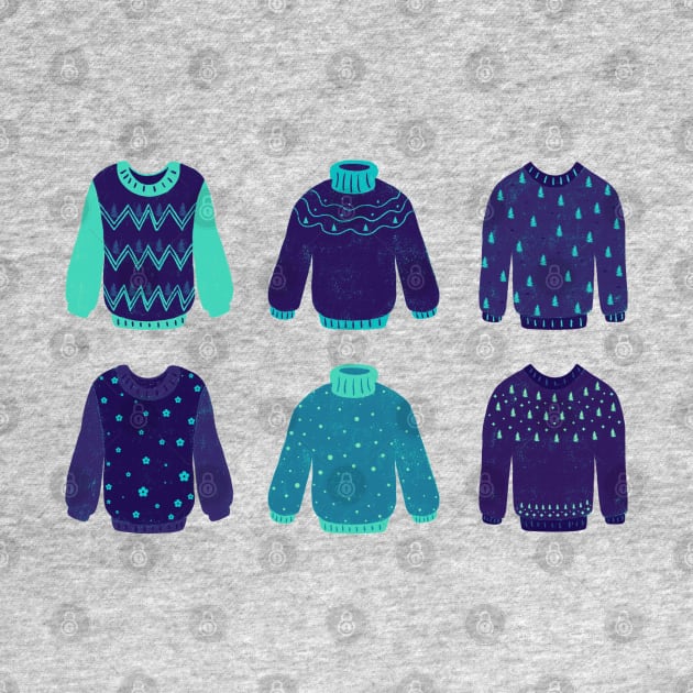 Christmas Sweaters - Blue and Red Palette | Pattern by thewhimsicalrepose